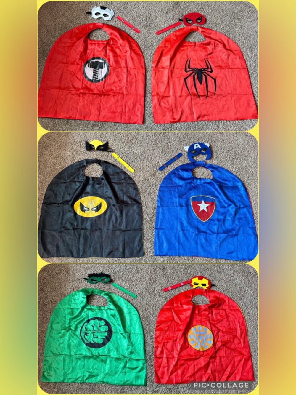 Superhero Capes w/ Mathing Masks & Wristbands - Kids Costumes/Cosplay Dress Up